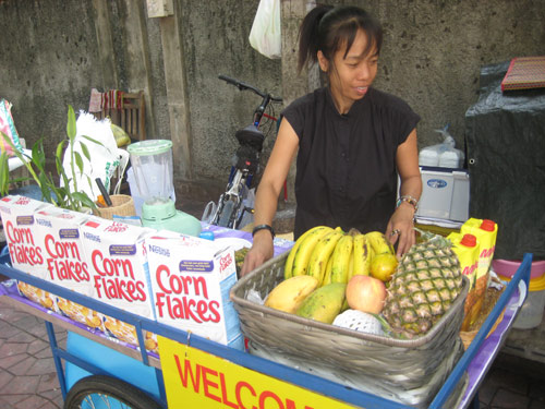 Cornflakes and bananas on Khao San Road - what a welcome taste of home!