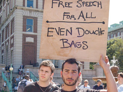 Possibly the perfect free speech protest sign.