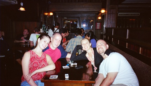 An early group of friends, who all moved away years ago. Also, this is at the Bull's Head, which is closed now too. Dammit!